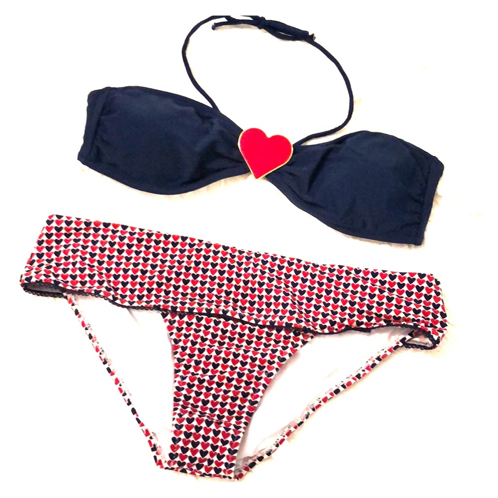 Jessica Simpson red, white and blue halter bikini